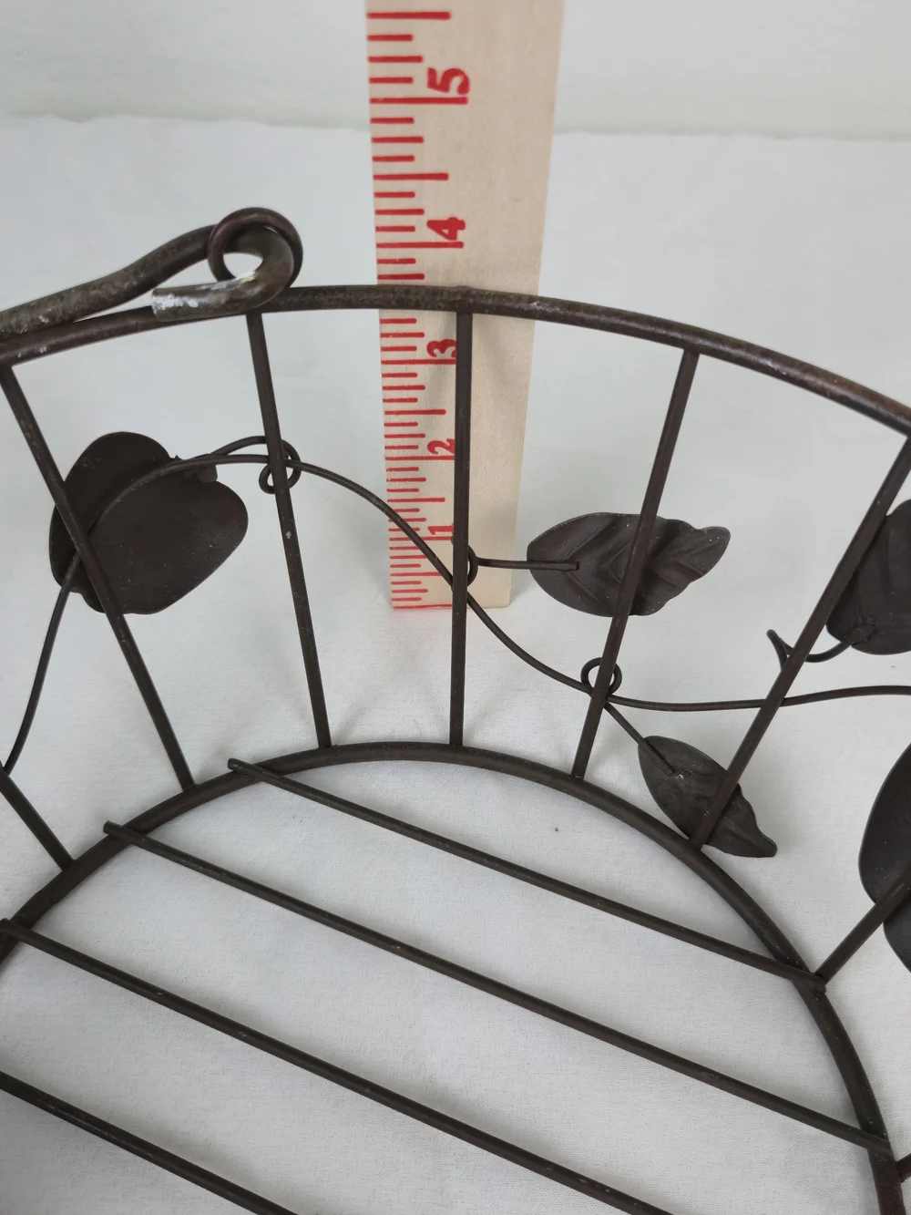 Decorative Metal Fruit Basket with Red Apple Accents